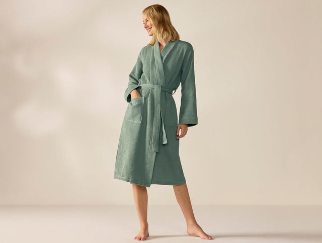 Unisex Organic Waffle Sage Robe | Coyuchi at Fig Linens and Home