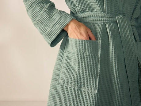 Unisex Organic Waffle Sage Robe 2 | Coyuchi at Fig Linens and Home