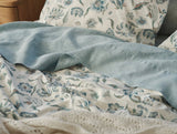 Viola Cerulean Organic Print Duvet Covers | Coyuchi Bedding at Fig Linens and Home - Lifestyle 4