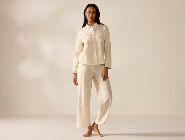 Women's Isla Organic Cotton Undyed w/ Hazel Rosehip Long Sleeve Pajama Set | Coyuchi at Fig Linens and Home