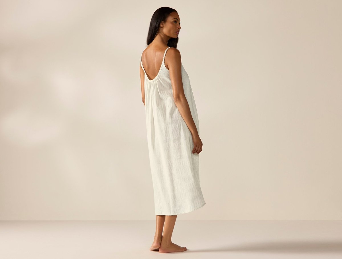 Women's Isla Organic Cotton Undyed w/ Indigo Gray Night Dress 2 | Coyuchi at Fig Linens and Home