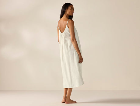 Women's Isla Organic Cotton Undyed w/ Indigo Gray Night Dress 2 | Coyuchi at Fig Linens and Home