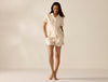 Women's Isla Organic Cotton Undyed w/ Hazel Rosehip Short Sleeve Pajama Set | Coyuchi at Fig Linens and Home