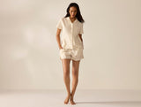Women's Isla Organic Cotton Undyed w/ Hazel Rosehip Short Sleeve Pajama Set | Coyuchi at Fig Linens and Home