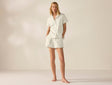 Women's Isla Organic Cotton Undyed w/ Indigo Gray Short Sleeve Pajama Set | Coyuchi at Fig Linens and Home