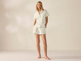 Women's Isla Organic Cotton Undyed w/ Indigo Gray Short Sleeve Pajama Set | Coyuchi at Fig Linens and Home