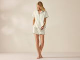 Women's Isla Organic Cotton Undyed w/ Indigo Gray Short Sleeve Pajama Set 2 | Coyuchi at Fig Linens and Home