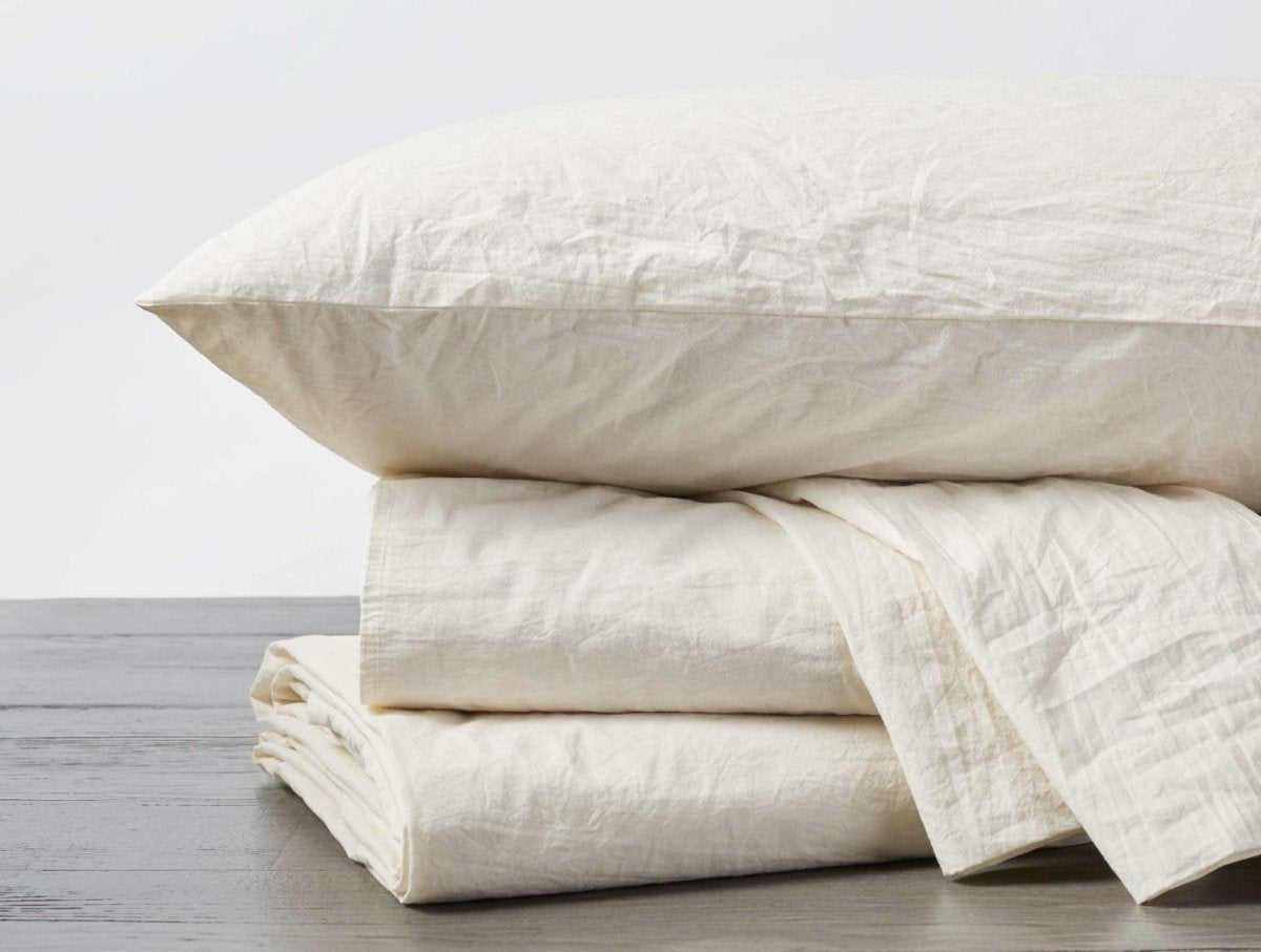 Coyuchi Crinkled Percale Sheet Set