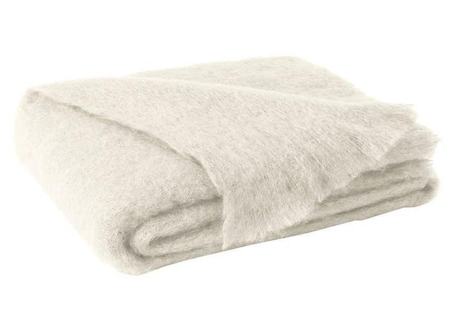 Lands Downunder Brushed Mohair Throw Cream by Lands Downunder - 51" W X 72" L Cream at FIG LINENS AND HOME - 1