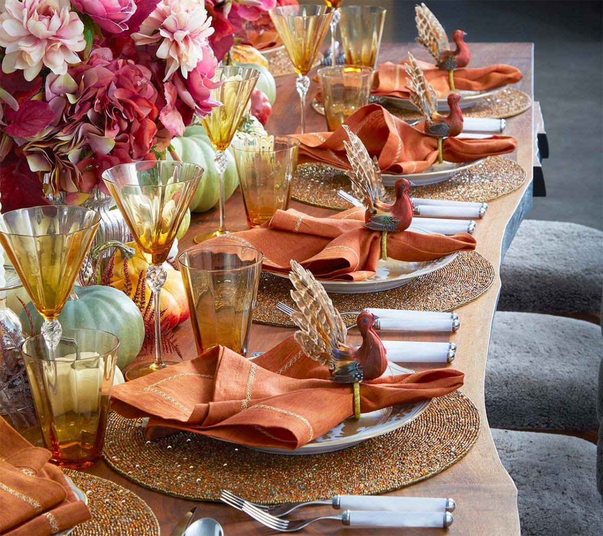 Daphne Tumbler in Amber Set of 4 by Kim Seybert at Fig Linens and Home - Lifestyle 2