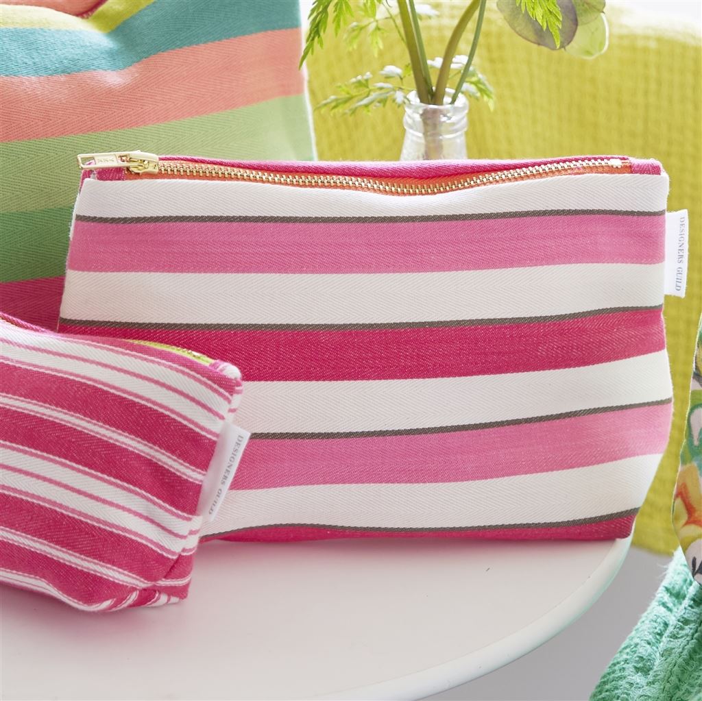 Burlington Stripe Fuchsia Toiletry Bag - Designers Guild at Fig Linens and Home 153