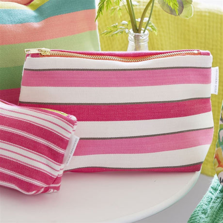 Burlington Stripe Fuchsia Toiletry Bag - Designers Guild at Fig Linens and Home 153
