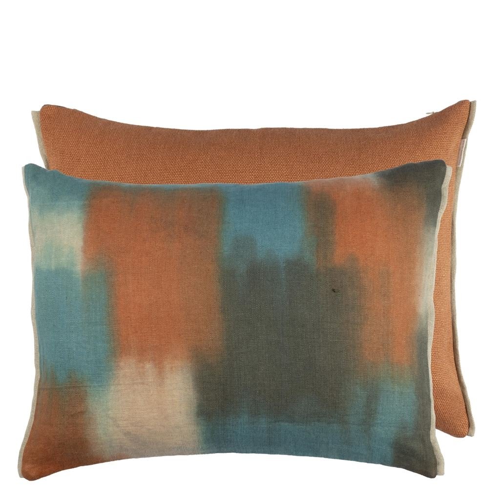 Carres ombres Terracotta Decorative Pillow - Designers Guild at Fig Linens and Home 50