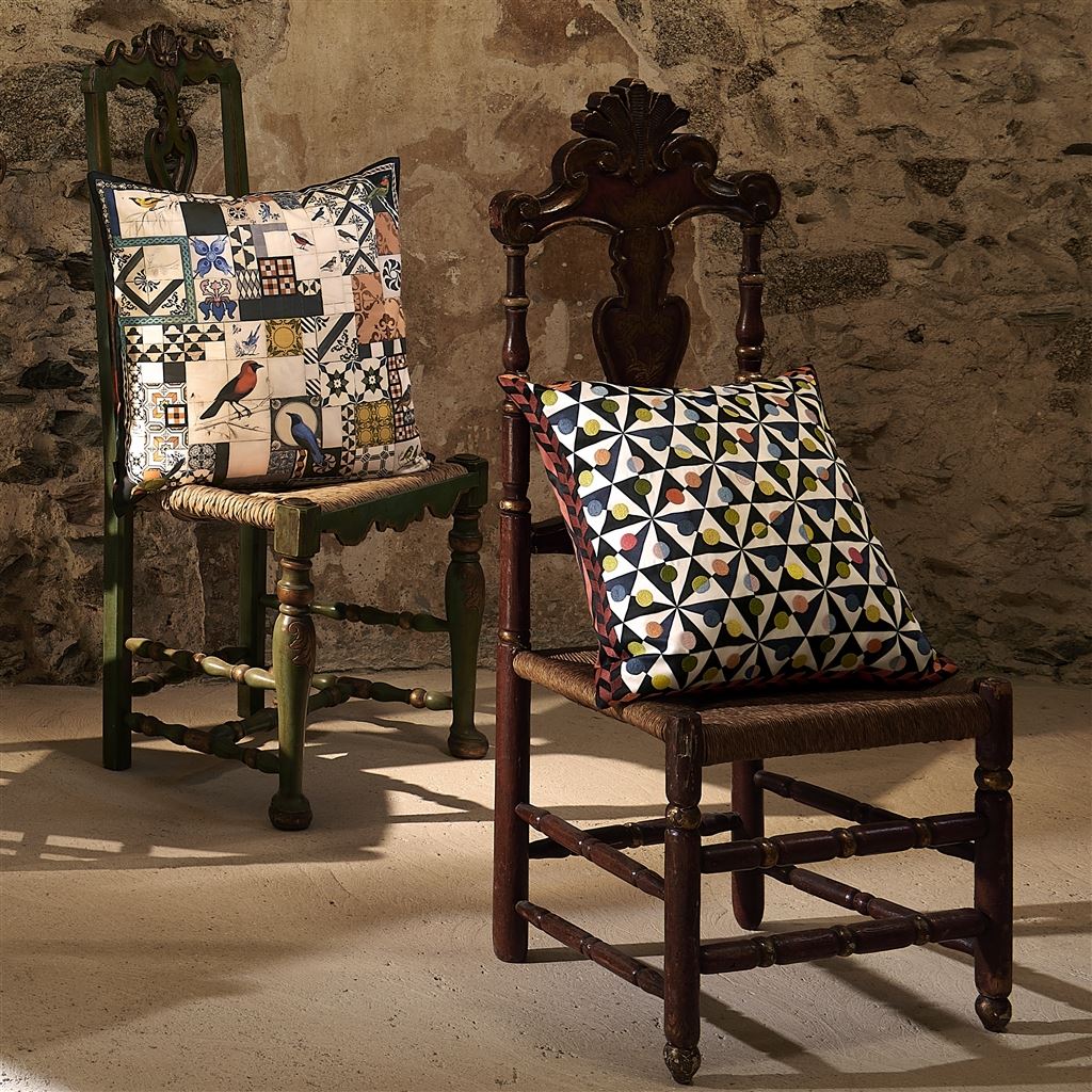 Christian Lacroix Lisboa Spring Tomate Decorative Pillow Decorative Pillow 22” x 22” Multi at FIG LINENS AND HOME 5