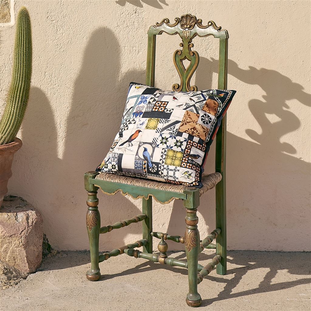 Christian Lacroix Lisboa Spring Tomate Decorative Pillow Decorative Pillow 22” x 22” Multi at FIG LINENS AND HOME 4