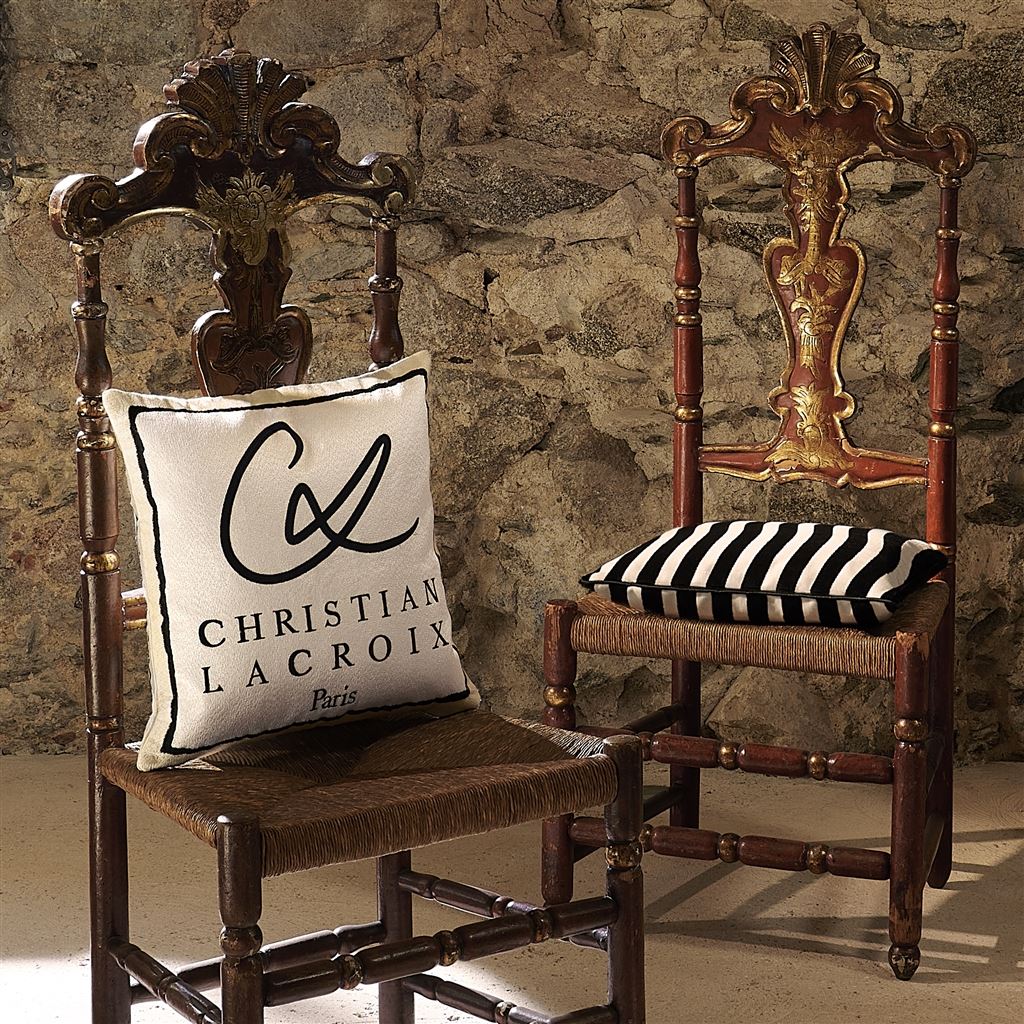 Christian Lacroix Roubine Taureau Decorative Pillow Decorative Pillow 12” x 16” Black and White at FIG LINENS AND HOME 2