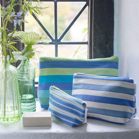 Conduit Stripe Cobalt Toiletry Bag - Designers Guild at Fig Linens and Home 132