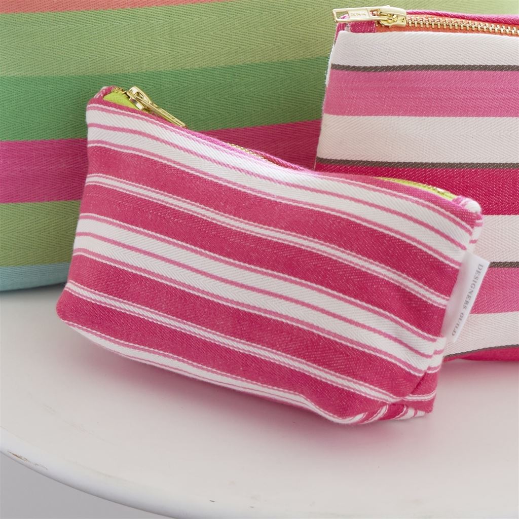 Conduit Stripe Fuchsia Toiletry Bag - Designers Guild at Fig Linens and Home 150