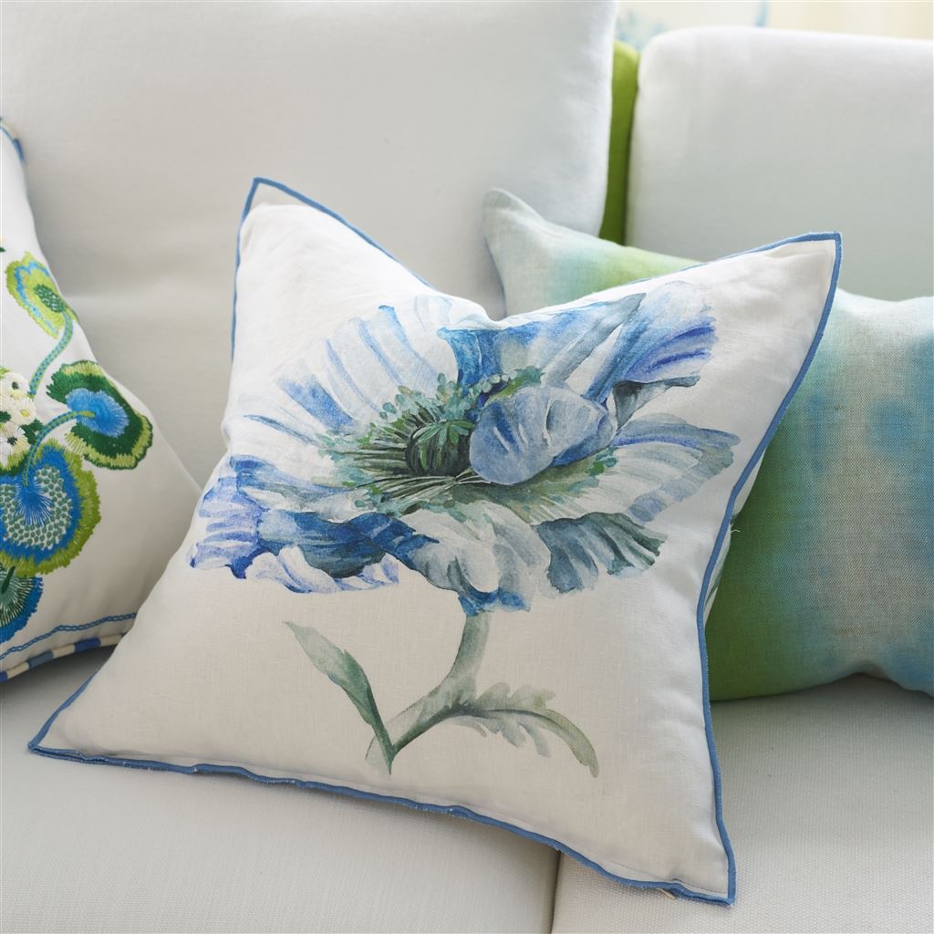 Coquelicot Delft Decorative Pillow - Designers Guild at Fig Linens and Home 19