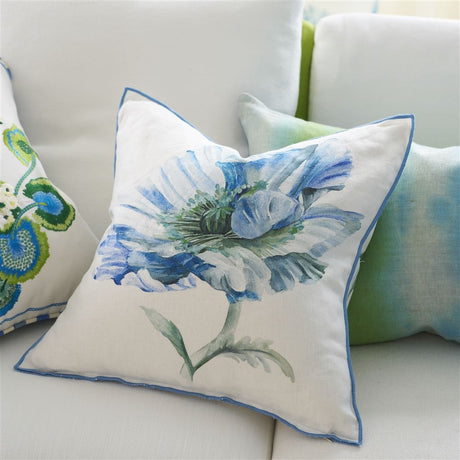 Coquelicot Delft Decorative Pillow - Designers Guild at Fig Linens and Home 19