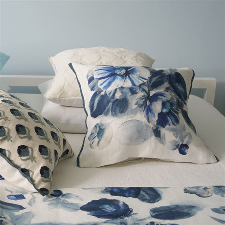 Designers Guild Camellia Indigo Decorative Pillow 20" x 20" Decorative Pillow Indigo at FIG LINENS AND HOME 2