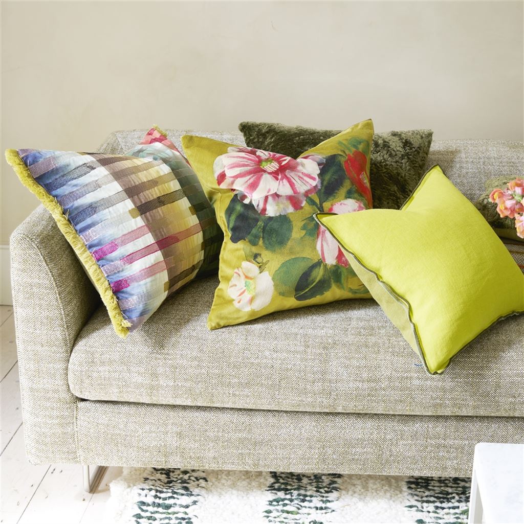 Designers Guild Camellia Velours Mimosa Decorative Pillow 20" x 20" Decorative Pillow Mimosa at FIG LINENS AND HOME 4