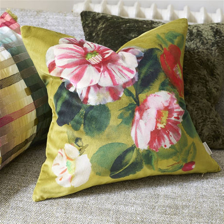 Designers Guild Camellia Velours Mimosa Decorative Pillow 20" x 20" Decorative Pillow Mimosa at FIG LINENS AND HOME 2