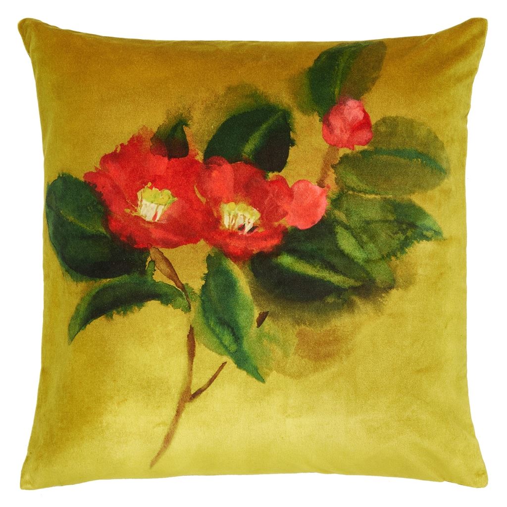 Designers Guild Camellia Velours Mimosa Decorative Pillow 20" x 20" Decorative Pillow Mimosa at FIG LINENS AND HOME 6