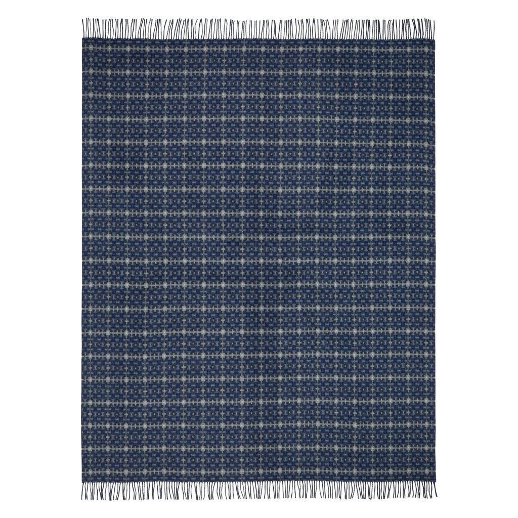 Designers Guild Pembroke Cobalt Merino Wool Throw at Fig Linens and Home - 11