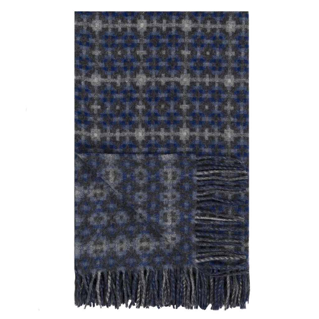 Designers Guild Pembroke Cobalt Merino Wool Throw at Fig Linens and Home - 10