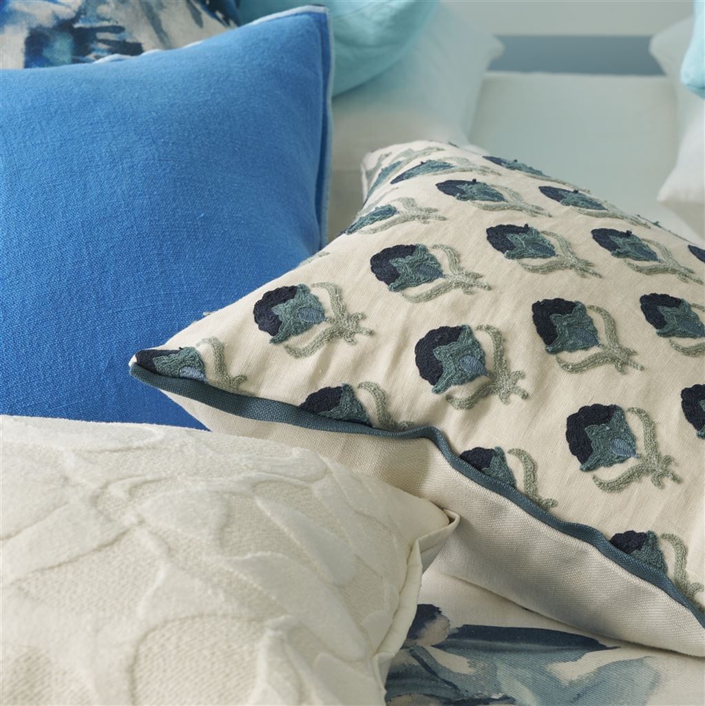 Designers Guild Teasel Indigo Decorative Pillow 17" x 17" Decorative Pillow Indigo at FIG LINENS AND HOME 2