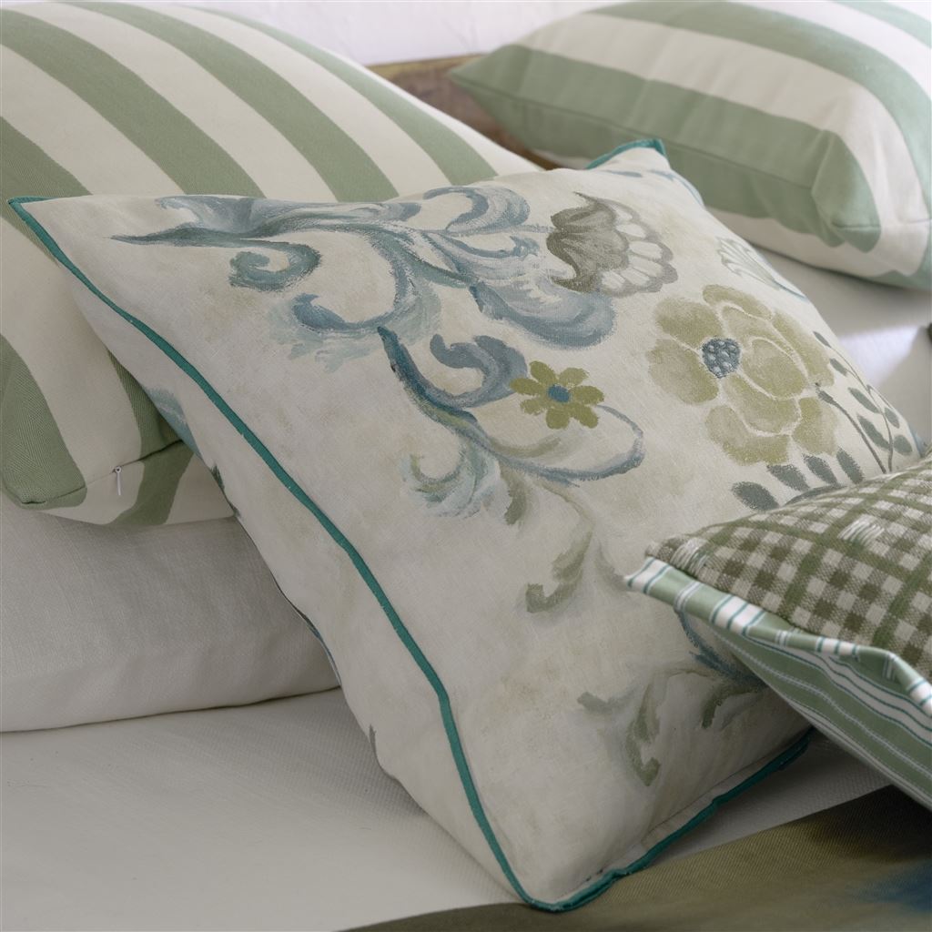 Osier Damasse Eau de Nil Decorative Pillow - Designers Guild at Fig Linens and Home 102
