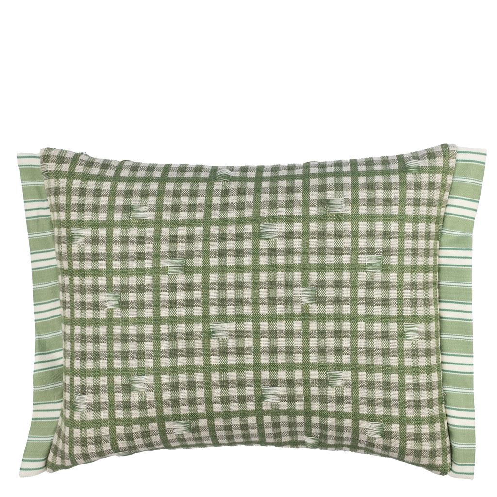 Toile Vichy Emerald Decorative Pillow - Designers Guild at Fig Linens and Home 63