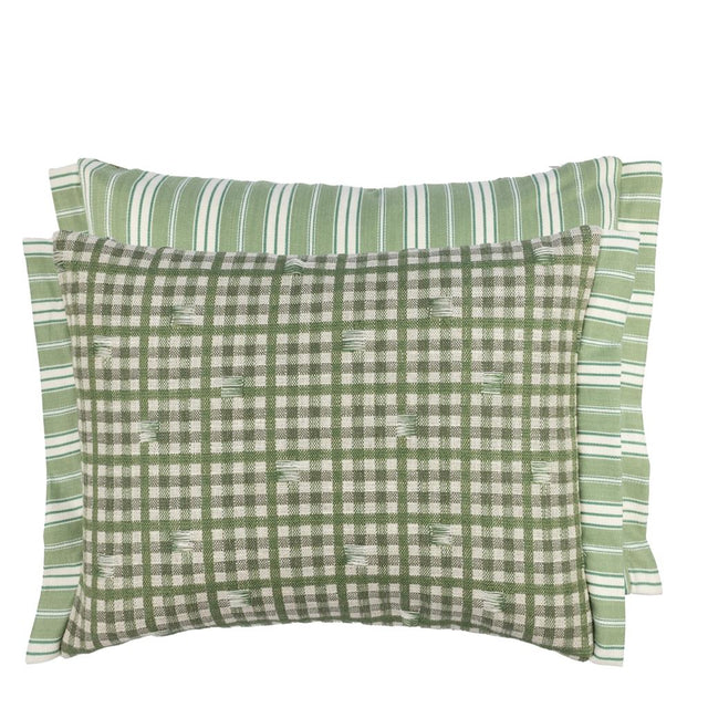 Toile Vichy Emerald Decorative Pillow - Designers Guild at Fig Linens and Home 60