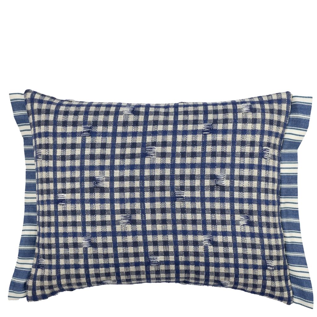 Toile Vichy Indigo Decorative Pillow - Designers Guild at Fig Linens and Home 73