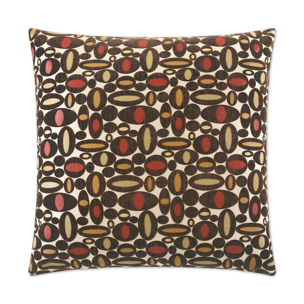 Centric Pillow in Mink - front view, geometric red design by D.V. KAP Home
