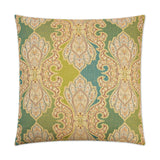 Derrington Pillow in Capri - front view, green global pattern by D.V. KAP Home
