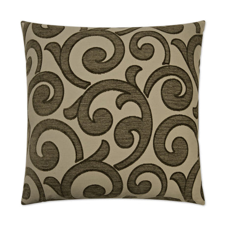Key Pillow in Taupe - front view, traditional tan and taupe design by D.V. KAP Home