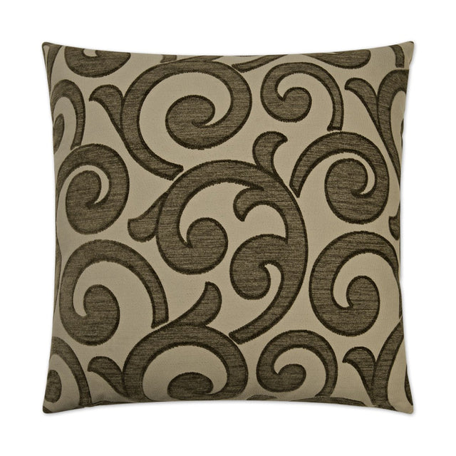 Key Pillow in Taupe - front view, traditional tan and taupe design by D.V. KAP Home
