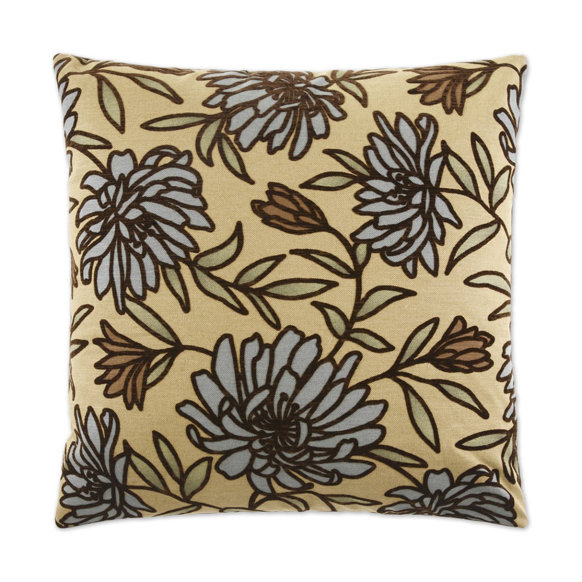 Montague Pillow in Aqua - front view, floral turquoise and teal design by D.V. KAP Home