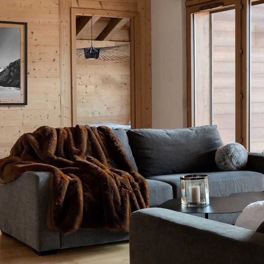 Faux Fur Throw in Chocolate Brown - Evelyne Prelonge Blankets at Fig Linens and Home 2