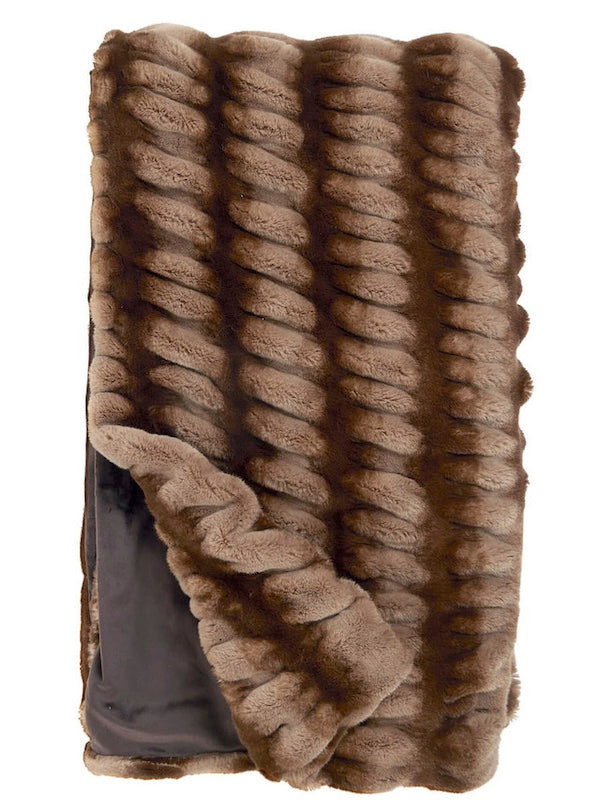 Caramel Chinchilla Couture Faux Fur Throw Blanket by Fabulous Furs at Fig Linens and Home