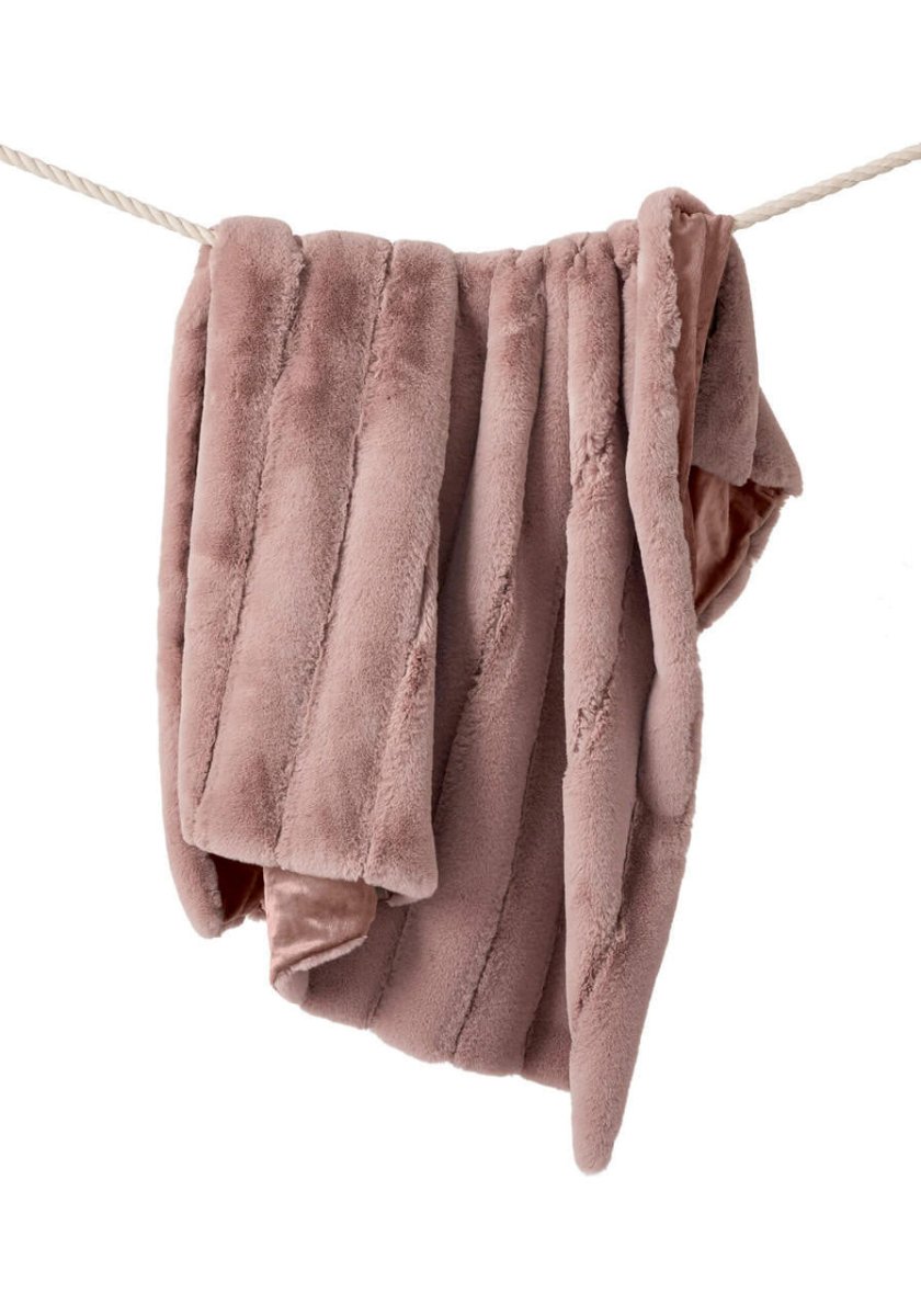 Posh Mink Rosewood Pink Throw - Fabulous Furs by Donna Salyers at Fig Linens and Home Hanging