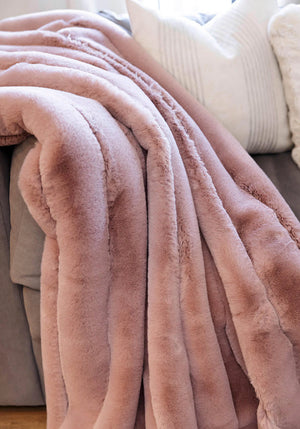 Posh Mink Rosewood Pink Throw - Fabulous Furs by Donna Salyers at Fig Linens and Home Over Chair 2