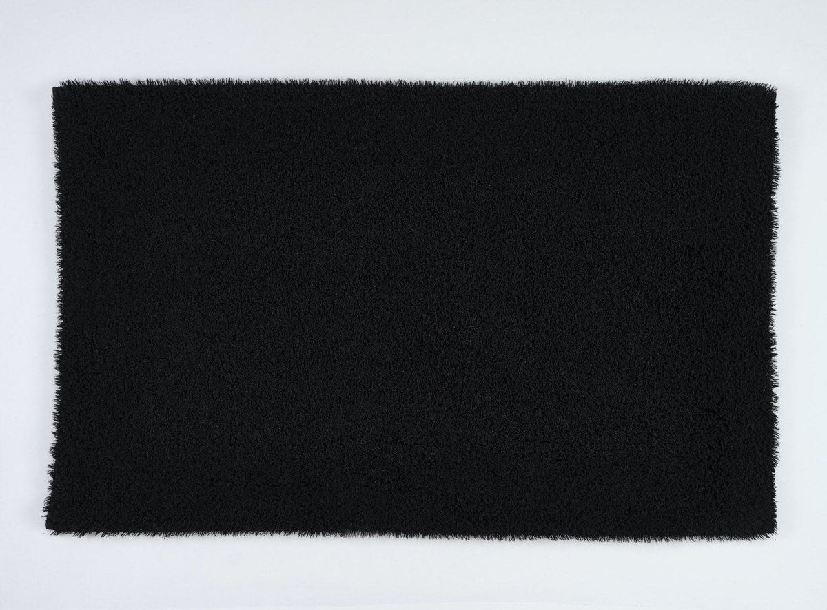 Fig Linens - Lin Black Bath Rug by Abyss and Habidecor -Solid Black Rug