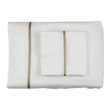 White and Mystery Cotton Sheet Sets with Charmeuse Trim by Ann Gish | Fig Linens