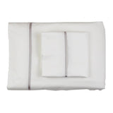 White and Silver Cotton Sheet Sets with Charmeuse Trim by Ann Gish | Fig Linens