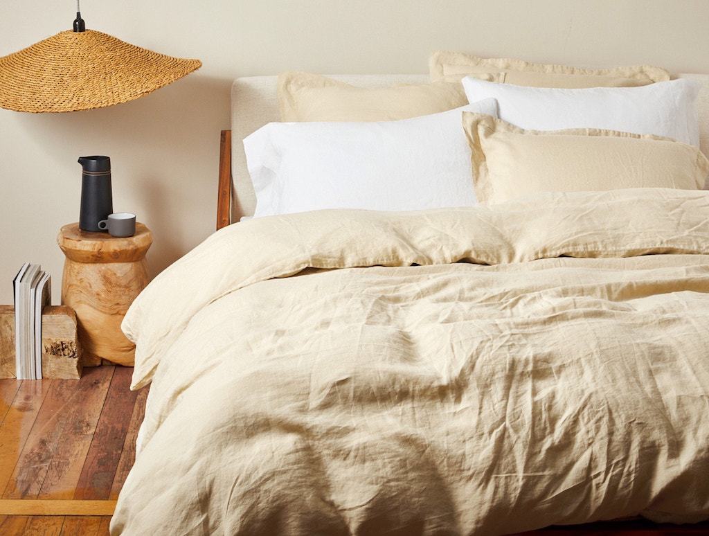 Fig Linens - Coyuchi Organic Linen Chambray Bedding - Maize