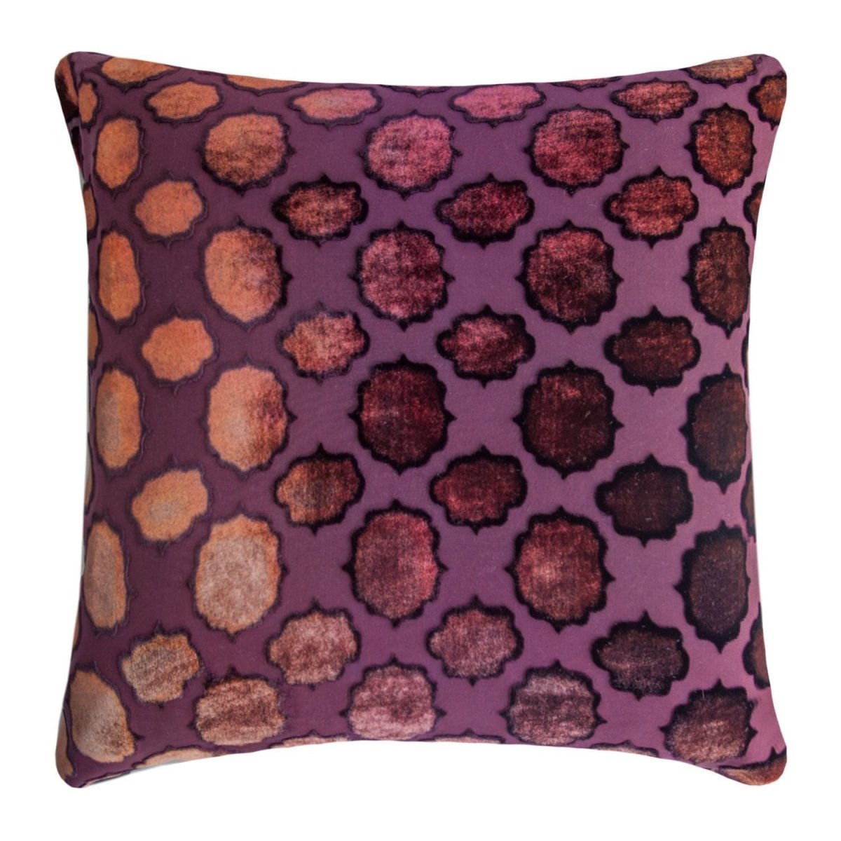 Fig Linens - Mod Fretwork Wildberry Velvet Pillows by Kevin O’Brien Studio