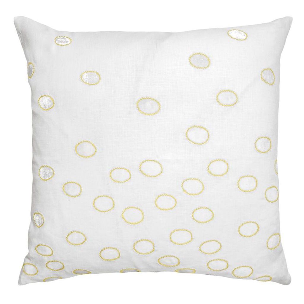 Fig Linens - Yellow Ovals Velvet Appliqué Pillow by Kevin O'Brien Studio